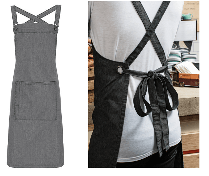 Korsryggsförkläde gråjeans (3-Pack)