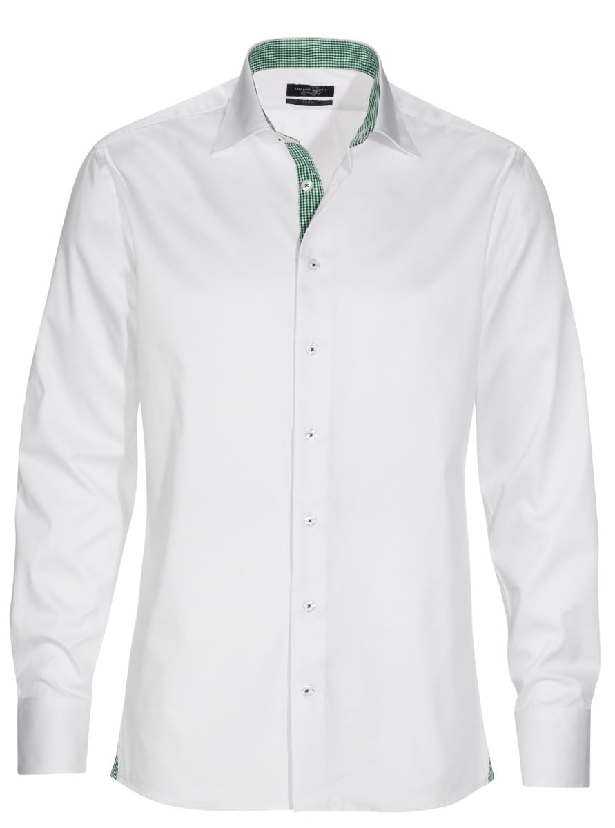 Men´s Shirt Slim Fit 00/53 Vit/Grön ( ej bröstficka )