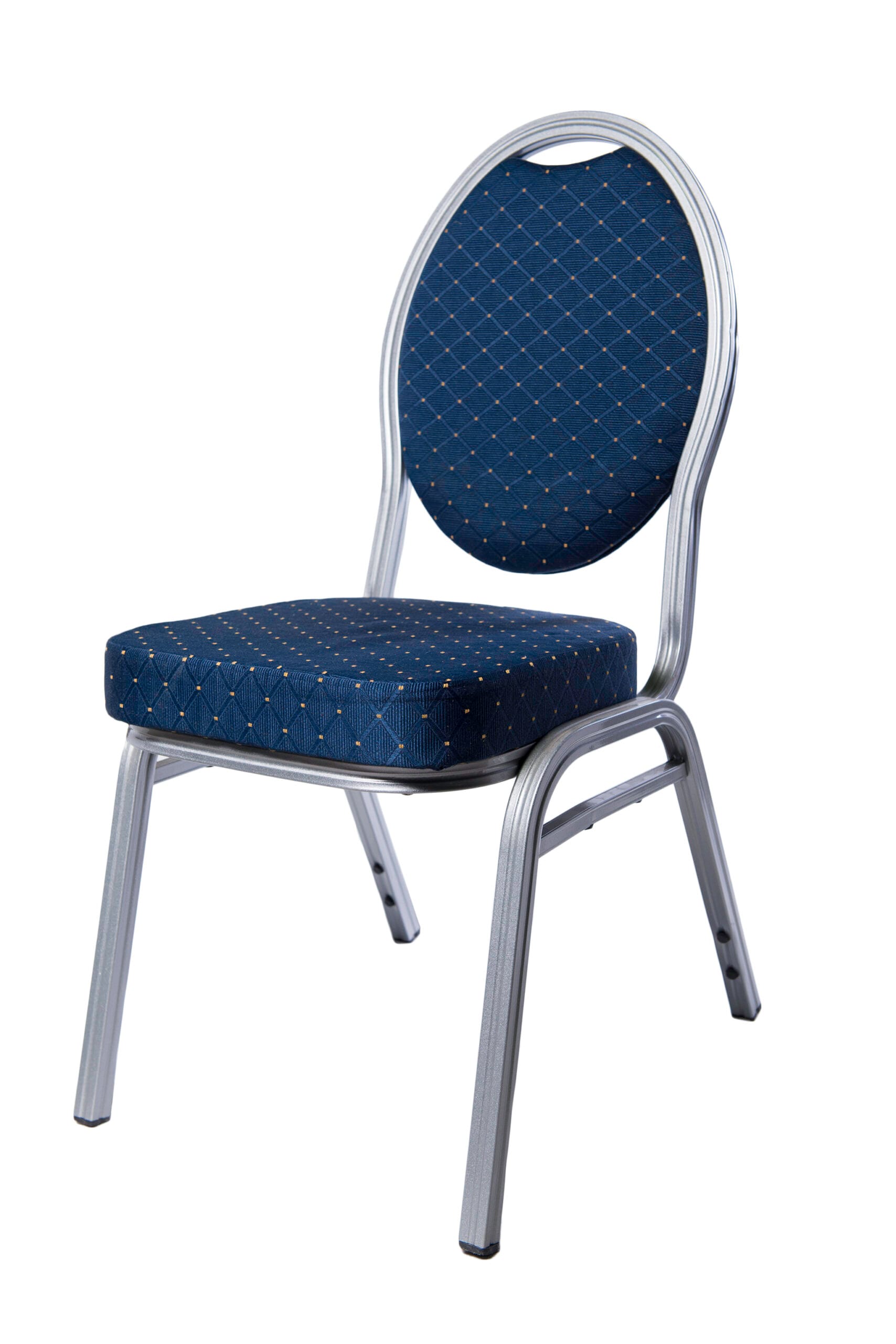 Bankett aluminium blå textil