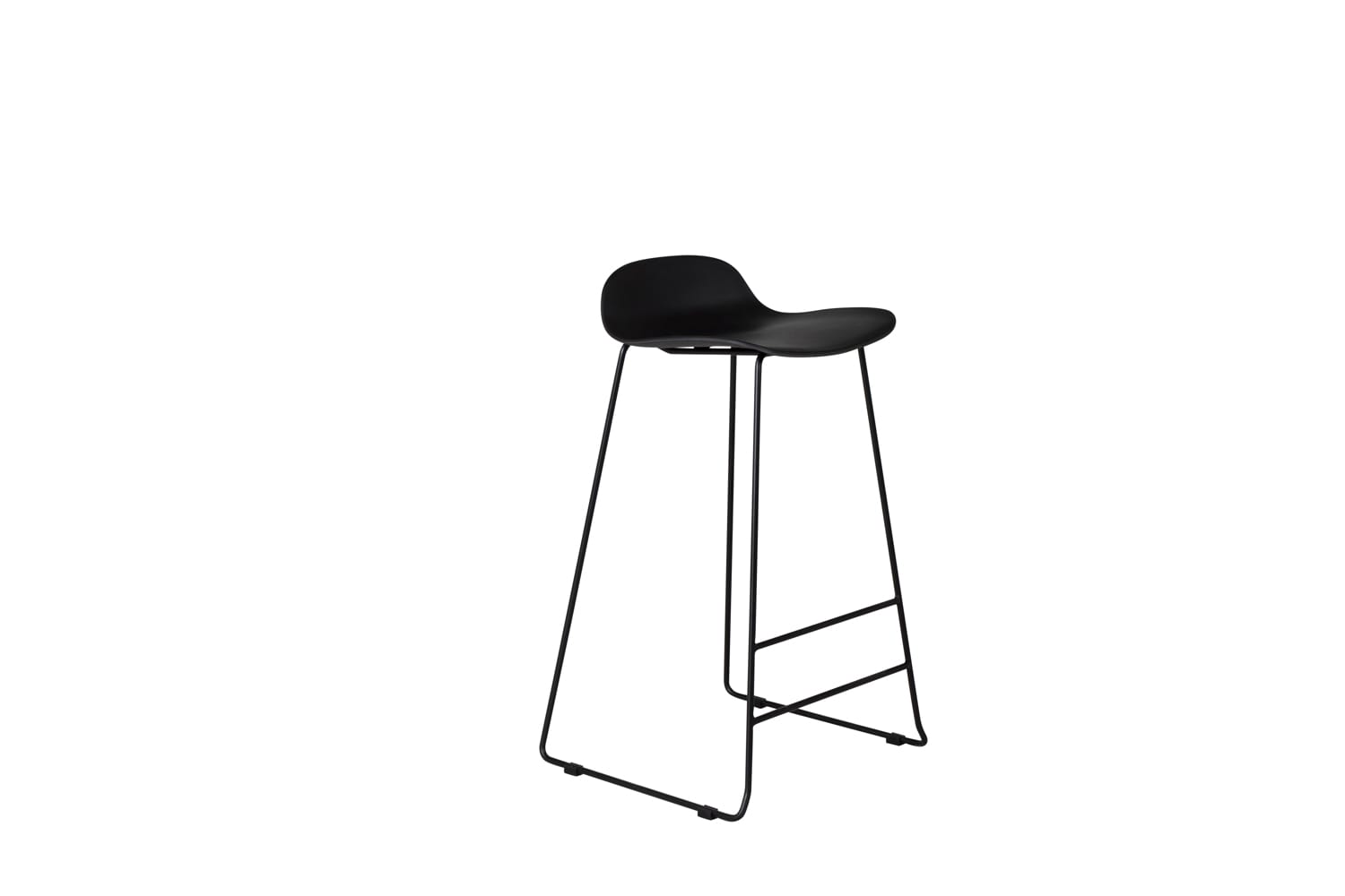 Wave Bar Chair - Black Legs -Black Plastic (2-pack)
