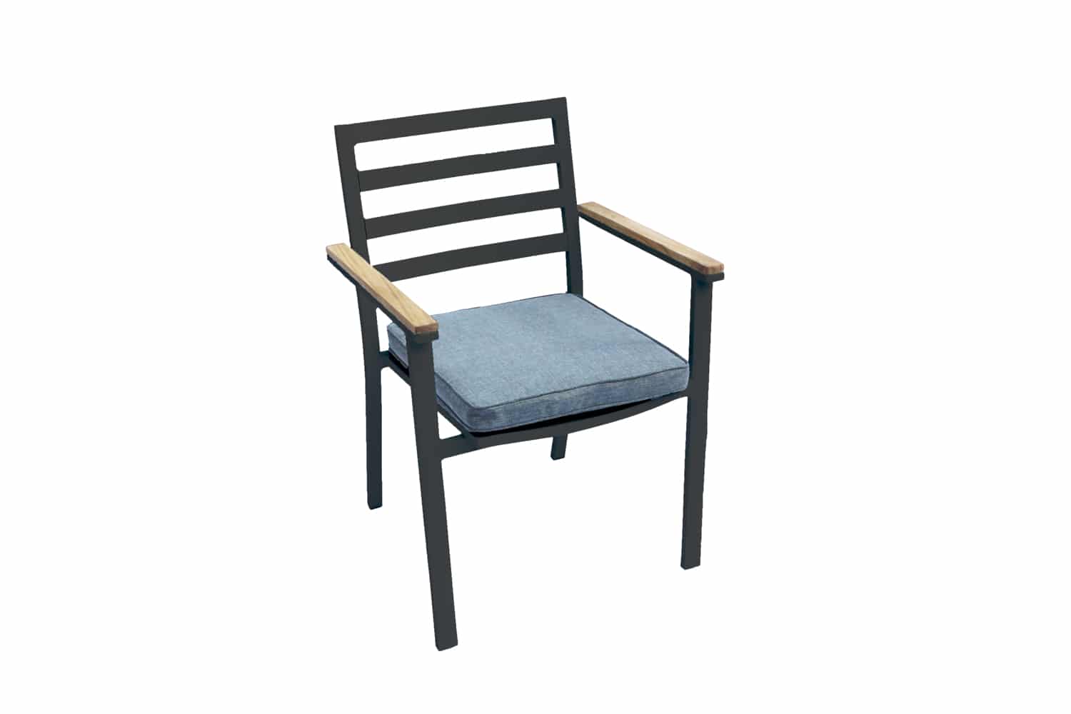 Brasilia Karmstol (stapelbar) - Svart Alu / Teak (2-pack)