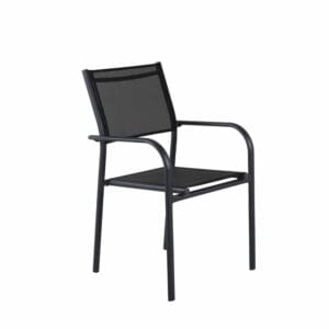 Santorini Arm Chair (Stackable) - Black alu / Black Textilene (2-pack)