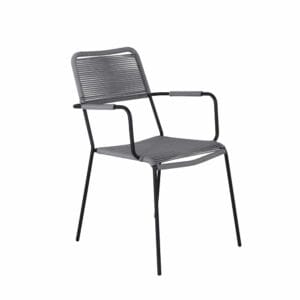 Lindos Armchair - Black Alu / Grey Rope (2-pack)