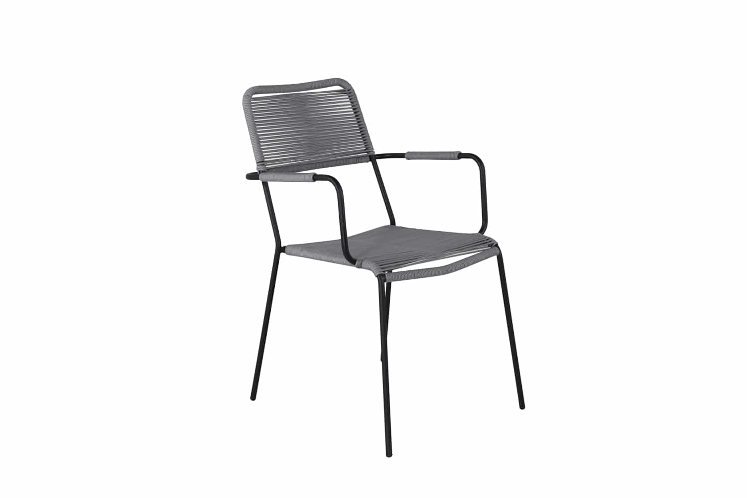 Lindos Armchair - Black Alu / Grey Rope (2-pack)