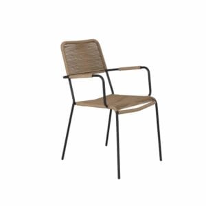Lindos - Armchair - Black Alu / Latte Rope (2-pack)