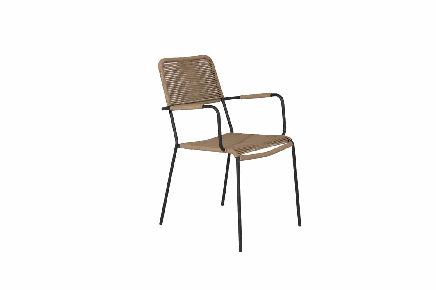Lindos - Armchair - Black Alu / Latte Rope (2-pack)