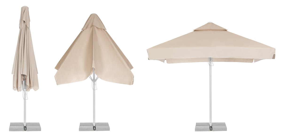 Parasoll 3.5x3.5m med volang, II tak, telescopic
