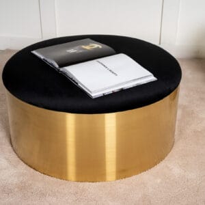 Puff - Stool ø75 - Black / Shiny Brass