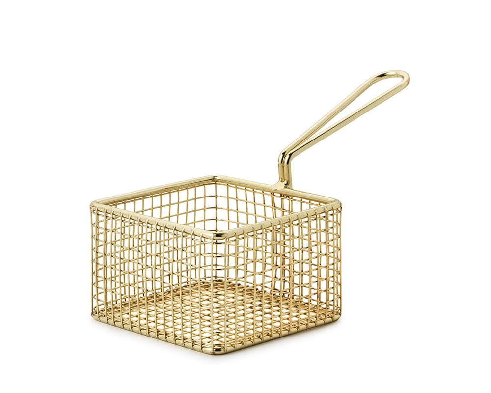 Mini frityrkorg i GULD rostfritt