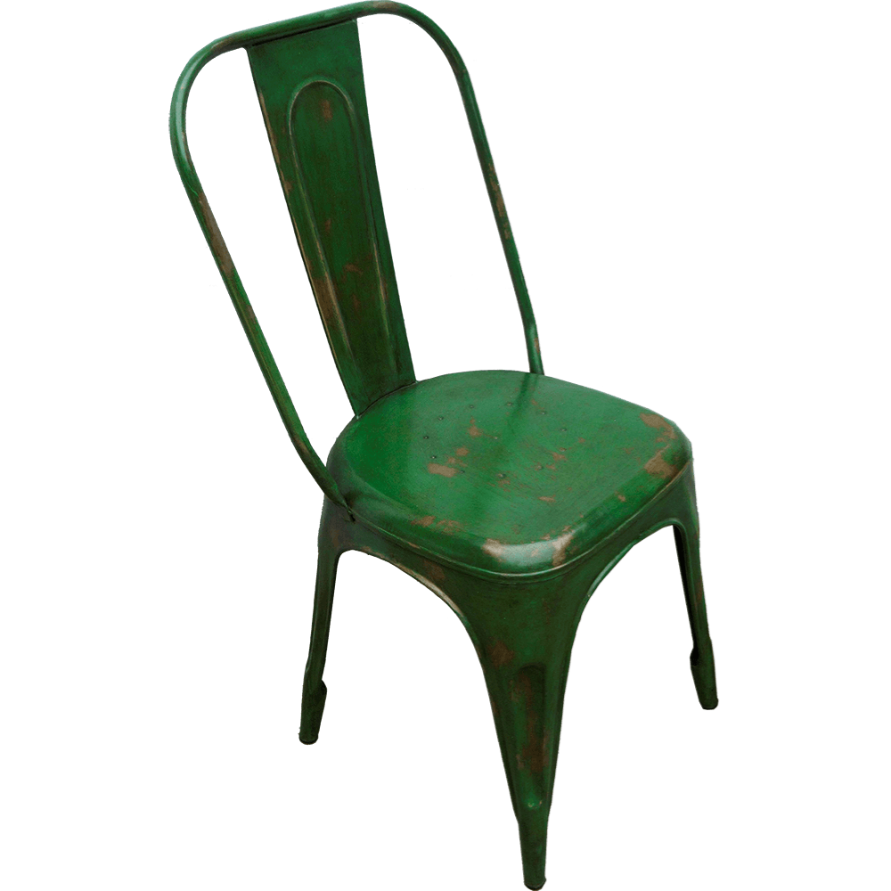 Cool järnstol - grön med patina (4-pack)