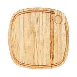 Serveringsbräda kastanj  35×35 med ränna & dipp-plats