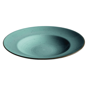 Tallrik djup rund handmålat turkos 29cm