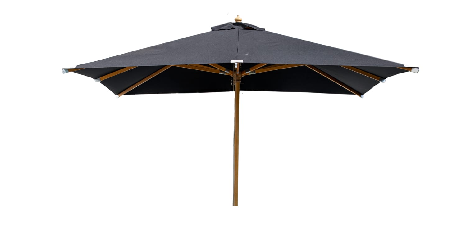 Naxos Umbrella - 3*3m - Wood / Black Fabric